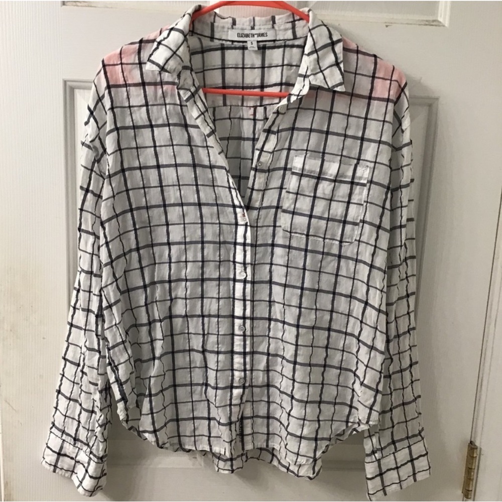 Elizabeth and James Window Pane Button Down Blouse – Size S